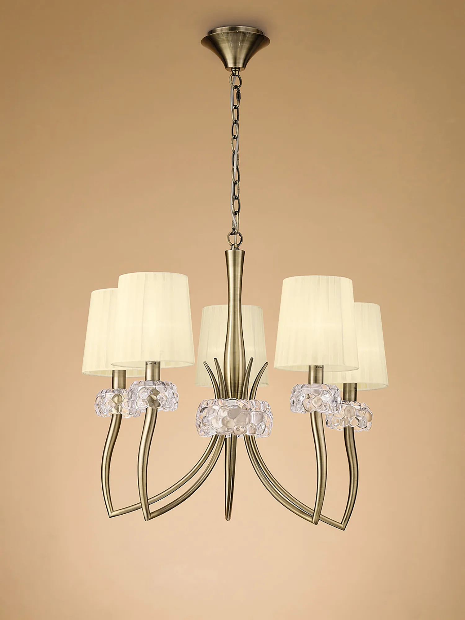 Loewe Antique Brass-Cream Ceiling Lights Mantra Multi Arm Fittings Loewe Antique Brass-Cream Ceiling Lights Mantra Multi Arm Fittings